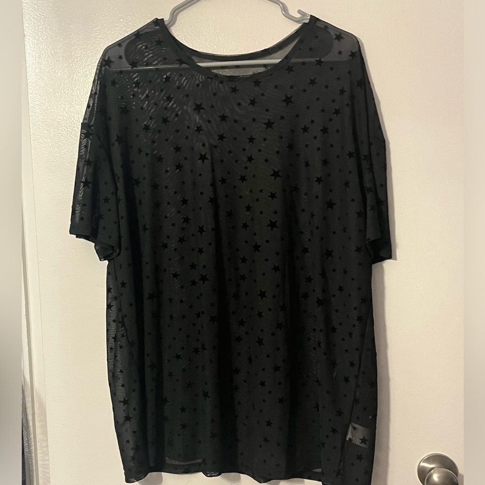 XL Black Mesh with Stars Shirt